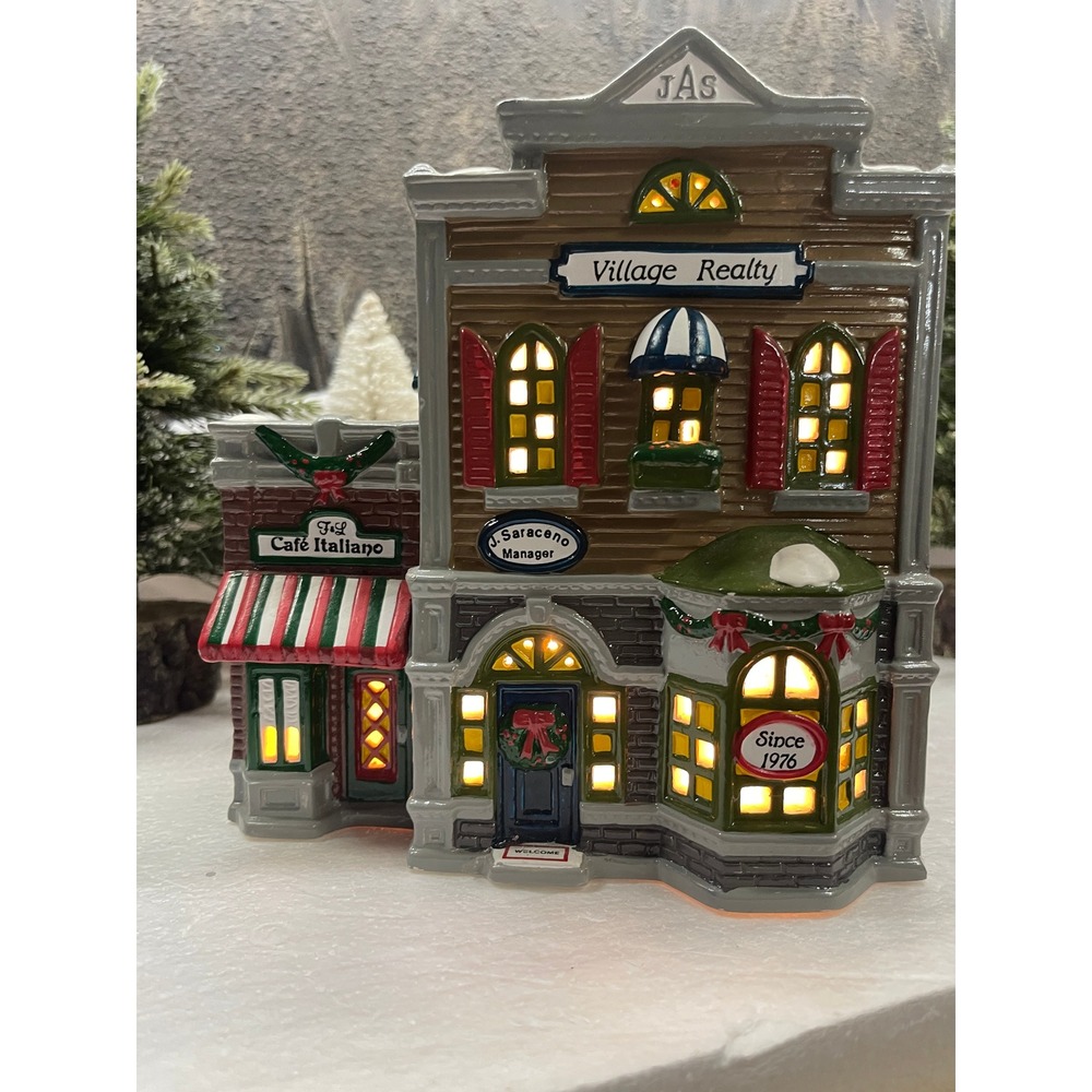 Department 56 Original Snow Village VILLAGE REALTY Cafe Italiano Lighted House